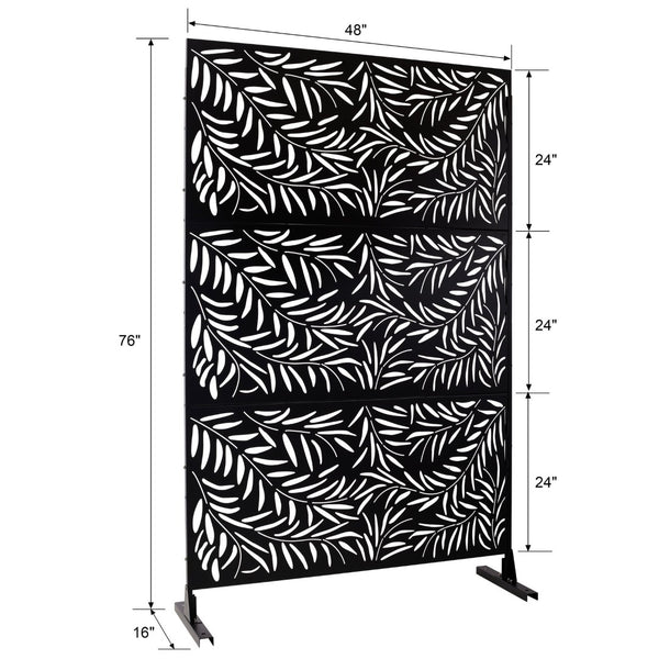 English Elm Outdoor Freestanding Metal Privacy Screen Geometric Lattice Panel for Deck Patio Garden Black PS119 W465P193279