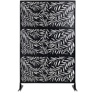 English Elm Outdoor Freestanding Metal Privacy Screen Geometric Lattice Panel for Deck Patio Garden Black PS119 W465P193279