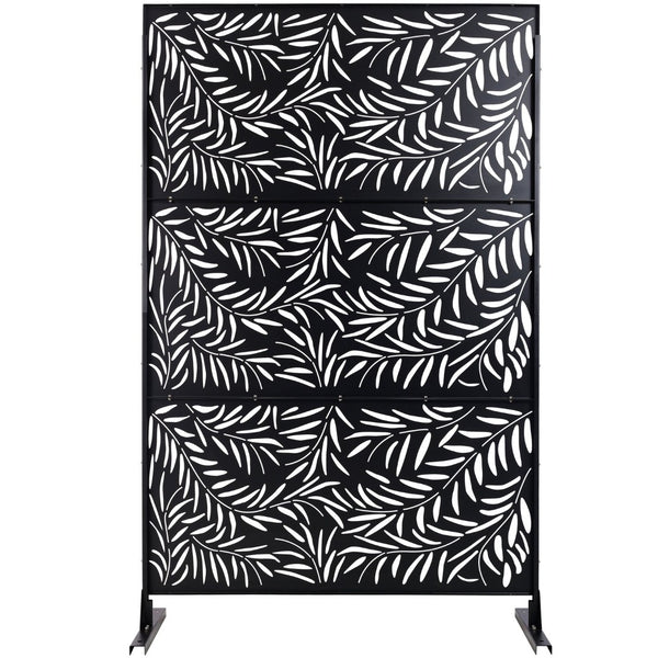 English Elm Outdoor Freestanding Metal Privacy Screen Geometric Lattice Panel for Deck Patio Garden Black PS119 W465P193279