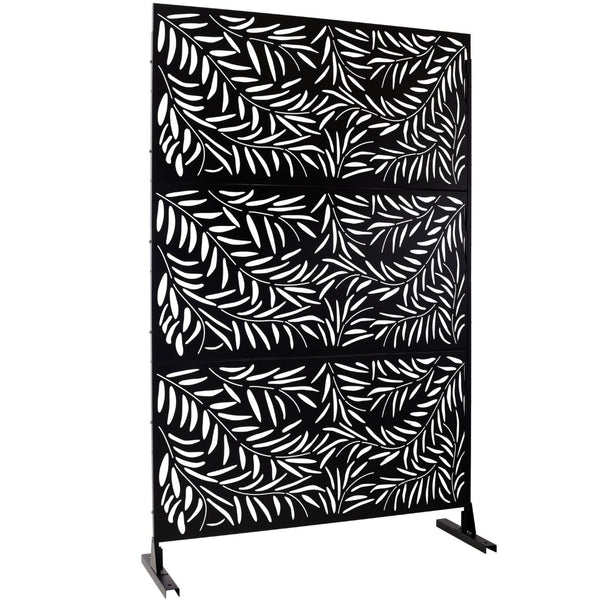 English Elm Outdoor Freestanding Metal Privacy Screen Geometric Lattice Panel for Deck Patio Garden Black PS119 W465P193279