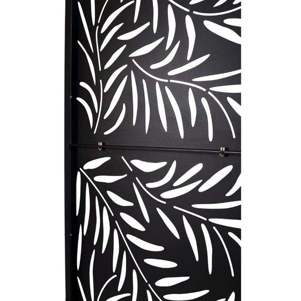 English Elm Outdoor Freestanding Metal Privacy Screen Geometric Lattice Panel for Deck Patio Garden Black PS119 W465P193279