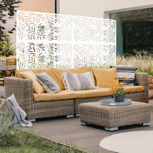 English Elm Outdoor Freestanding Metal Privacy Screen Geometric Lattice Panel for Deck Patio Garden White PS119 W465P193280