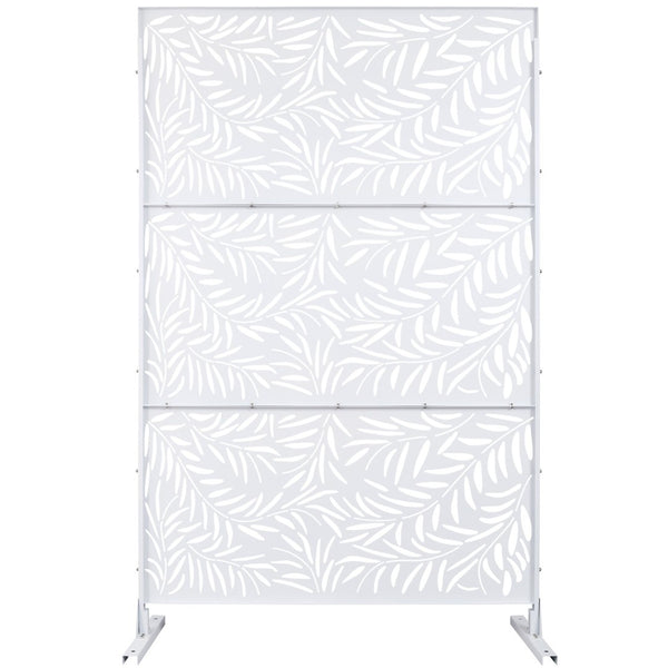 English Elm Outdoor Freestanding Metal Privacy Screen Geometric Lattice Panel for Deck Patio Garden White PS119 W465P193280