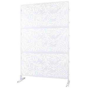 English Elm Outdoor Freestanding Metal Privacy Screen Geometric Lattice Panel for Deck Patio Garden White PS119 W465P193280