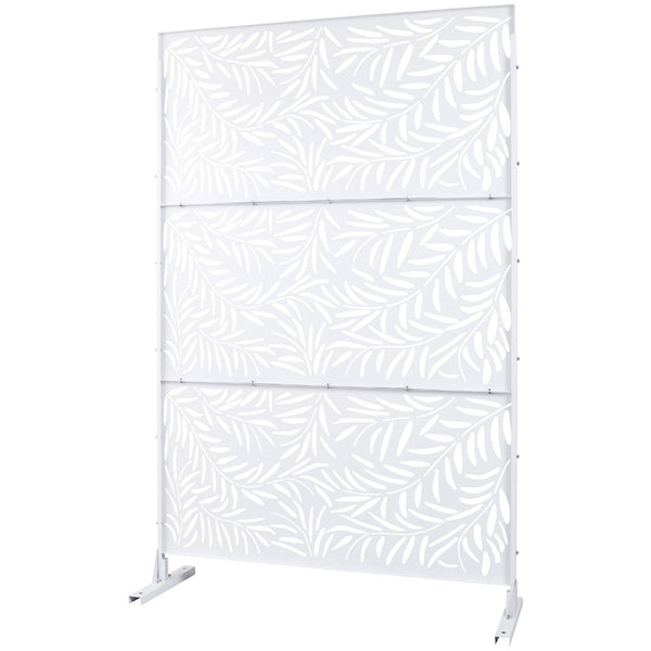 English Elm Outdoor Freestanding Metal Privacy Screen Geometric Lattice Panel for Deck Patio Garden White PS119 W465P193280