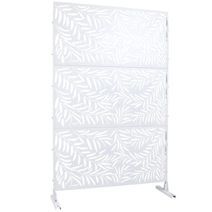 English Elm Outdoor Freestanding Metal Privacy Screen Geometric Lattice Panel for Deck Patio Garden White PS119 W465P193280