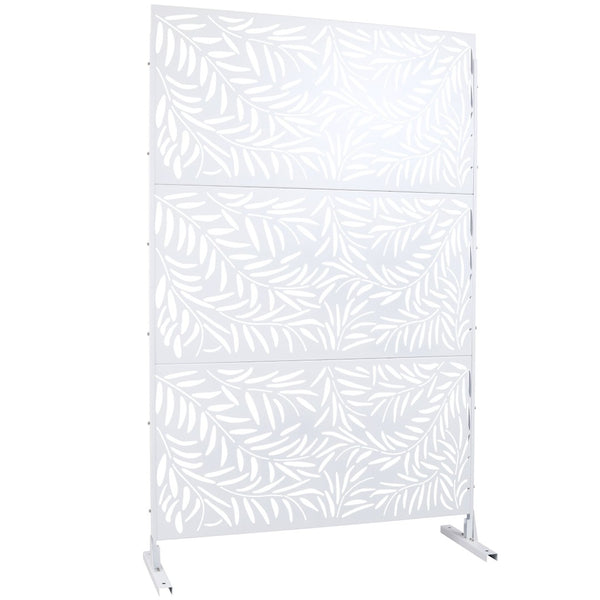 English Elm Outdoor Freestanding Metal Privacy Screen Geometric Lattice Panel for Deck Patio Garden White PS119 W465P193280
