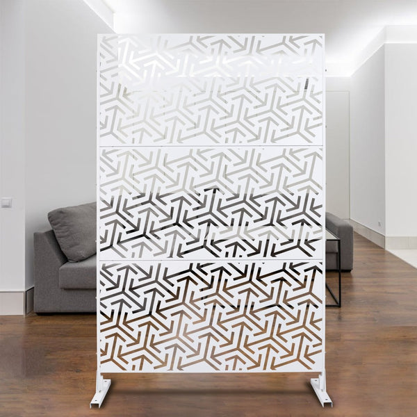 English Elm Outdoor Freestanding Metal Privacy Screen Lattice Panel for Deck Balcony Patio White W465P193281