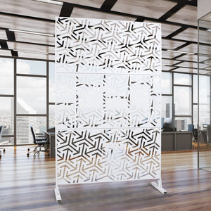 English Elm Outdoor Freestanding Metal Privacy Screen Lattice Panel for Deck Balcony Patio White W465P193281
