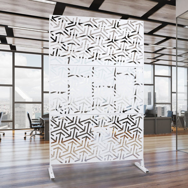 English Elm Outdoor Freestanding Metal Privacy Screen Lattice Panel for Deck Balcony Patio White W465P193281