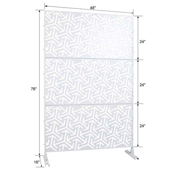 English Elm Outdoor Freestanding Metal Privacy Screen Lattice Panel for Deck Balcony Patio White W465P193281