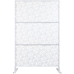 English Elm Outdoor Freestanding Metal Privacy Screen Lattice Panel for Deck Balcony Patio White W465P193281