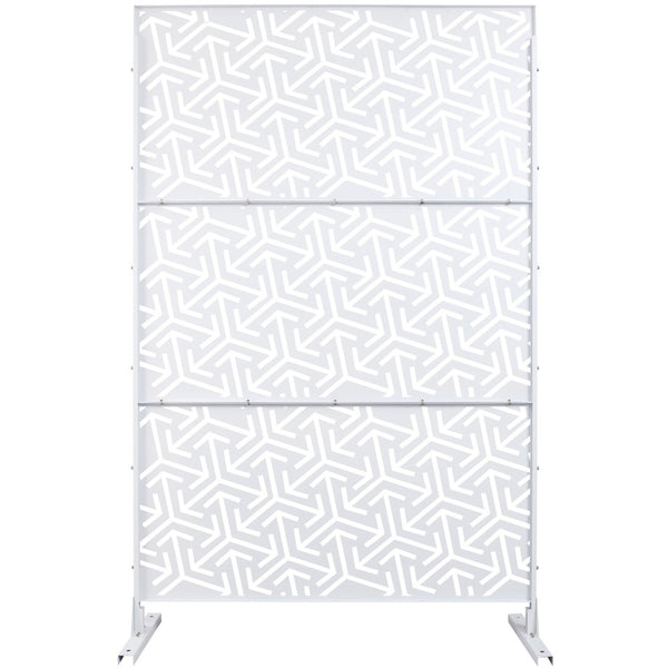 English Elm Outdoor Freestanding Metal Privacy Screen Lattice Panel for Deck Balcony Patio White W465P193281