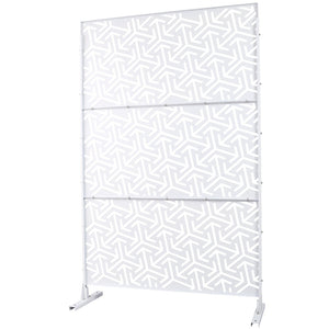 English Elm Outdoor Freestanding Metal Privacy Screen Lattice Panel for Deck Balcony Patio White W465P193281