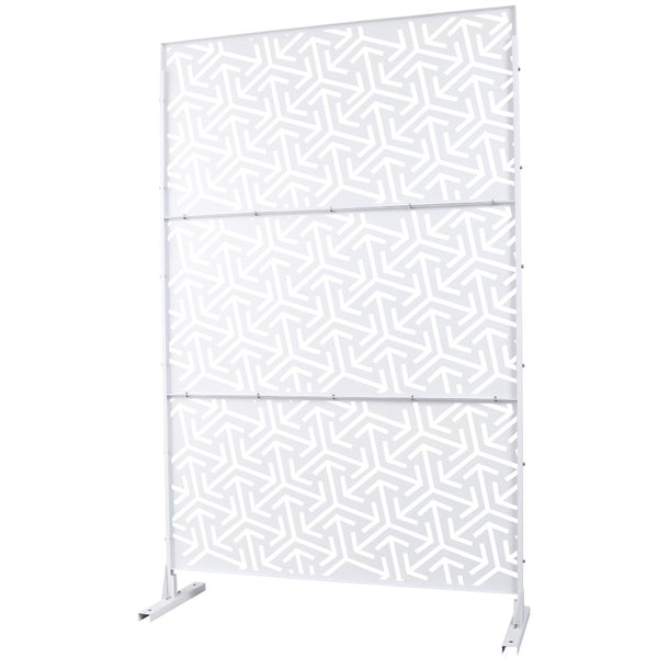 English Elm Outdoor Freestanding Metal Privacy Screen Lattice Panel for Deck Balcony Patio White W465P193281