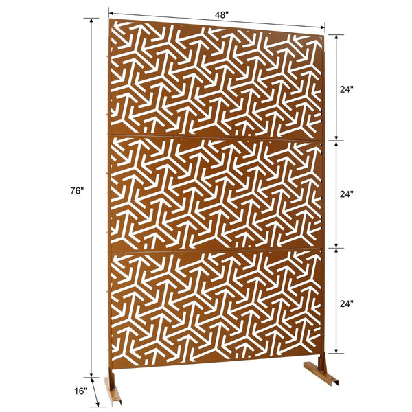 English Elm Outdoor Freestanding Metal Privacy Screen Lattice Panel for Deck Balcony Patio Brown W465P193283