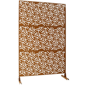 English Elm Outdoor Freestanding Metal Privacy Screen Lattice Panel for Deck Balcony Patio Brown W465P193283
