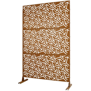 English Elm Outdoor Freestanding Metal Privacy Screen Lattice Panel for Deck Balcony Patio Brown W465P193283