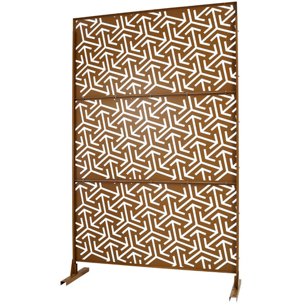 English Elm Outdoor Freestanding Metal Privacy Screen Lattice Panel for Deck Balcony Patio Brown W465P193283