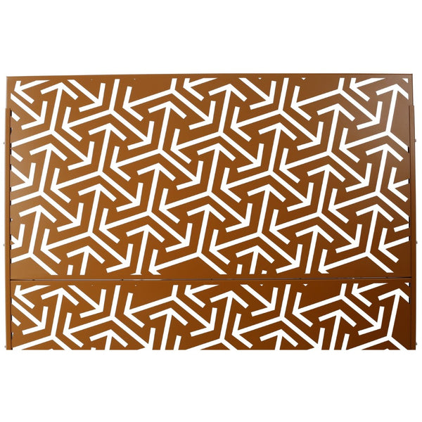 English Elm Outdoor Freestanding Metal Privacy Screen Lattice Panel for Deck Balcony Patio Brown W465P193283