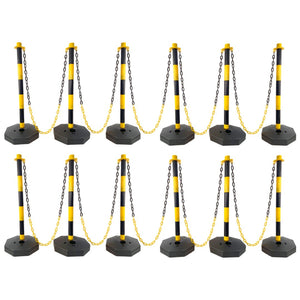 English Elm 12 Pack Delineator Posts Fillable Base Crowd Control Safety Barrier with 5ft Chain Yellow+Black W465P194162