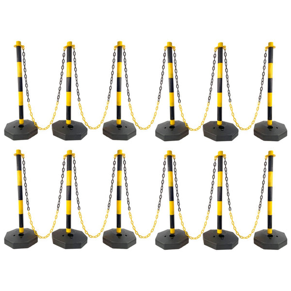 English Elm 12 Pack Delineator Posts Fillable Base Crowd Control Safety Barrier with 5ft Chain Yellow+Black W465P194162