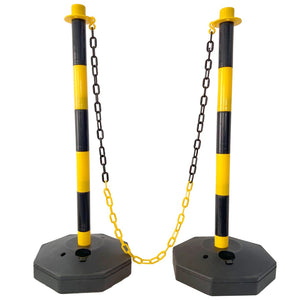 English Elm 12 Pack Delineator Posts Fillable Base Crowd Control Safety Barrier with 5ft Chain Yellow+Black W465P194162