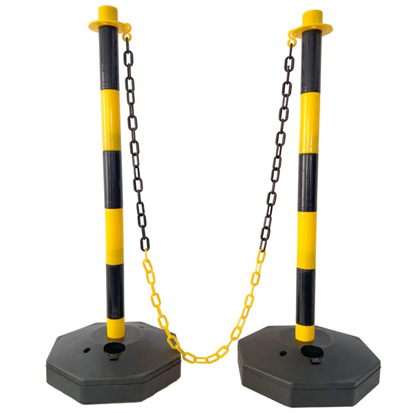 English Elm 12 Pack Delineator Posts Fillable Base Crowd Control Safety Barrier with 5ft Chain Yellow+Black W465P194162