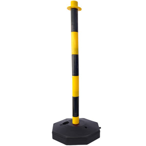 English Elm 12 Pack Delineator Posts Fillable Base Crowd Control Safety Barrier with 5ft Chain Yellow+Black W465P194162