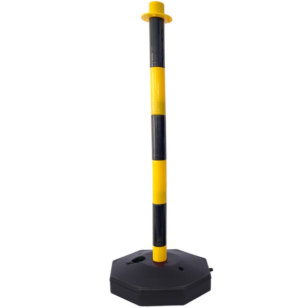 English Elm 12 Pack Delineator Posts Fillable Base Crowd Control Safety Barrier with 5ft Chain Yellow+Black W465P194162