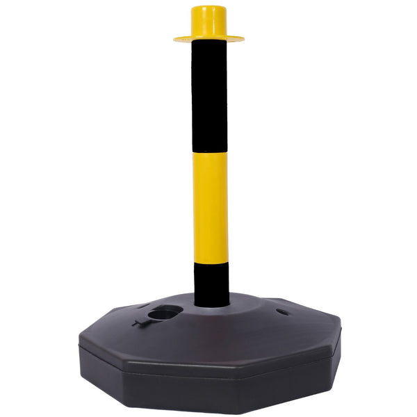 English Elm 12 Pack Delineator Posts Fillable Base Crowd Control Safety Barrier with 5ft Chain Yellow+Black W465P194162
