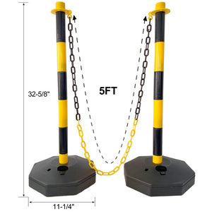English Elm 12 Pack Delineator Posts Fillable Base Crowd Control Safety Barrier with 5ft Chain Yellow+Black W465P194162