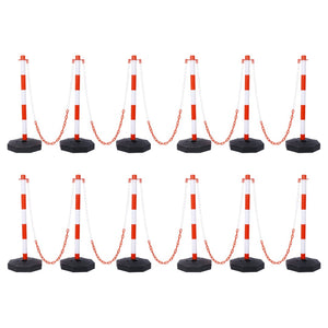 English Elm 12 Pack Delineator Posts Fillable Base Crowd Control Safety Barrier with 5ft Chain White+Red W465P194164