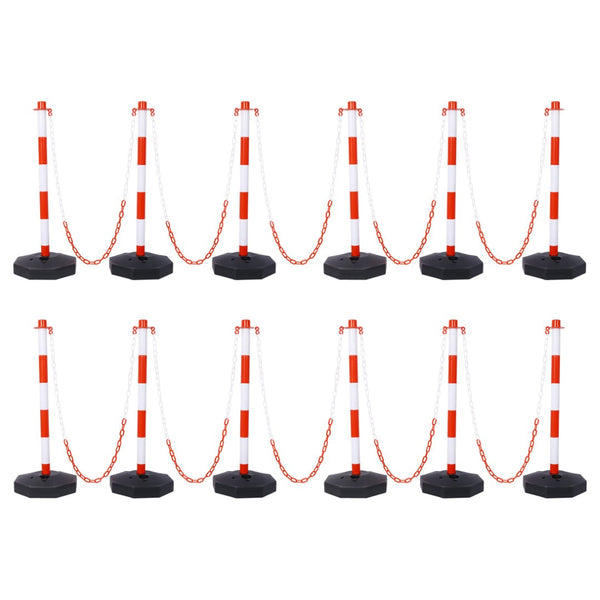English Elm 12 Pack Delineator Posts Fillable Base Crowd Control Safety Barrier with 5ft Chain White+Red W465P194164