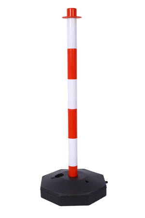 English Elm 12 Pack Delineator Posts Fillable Base Crowd Control Safety Barrier with 5ft Chain White+Red W465P194164