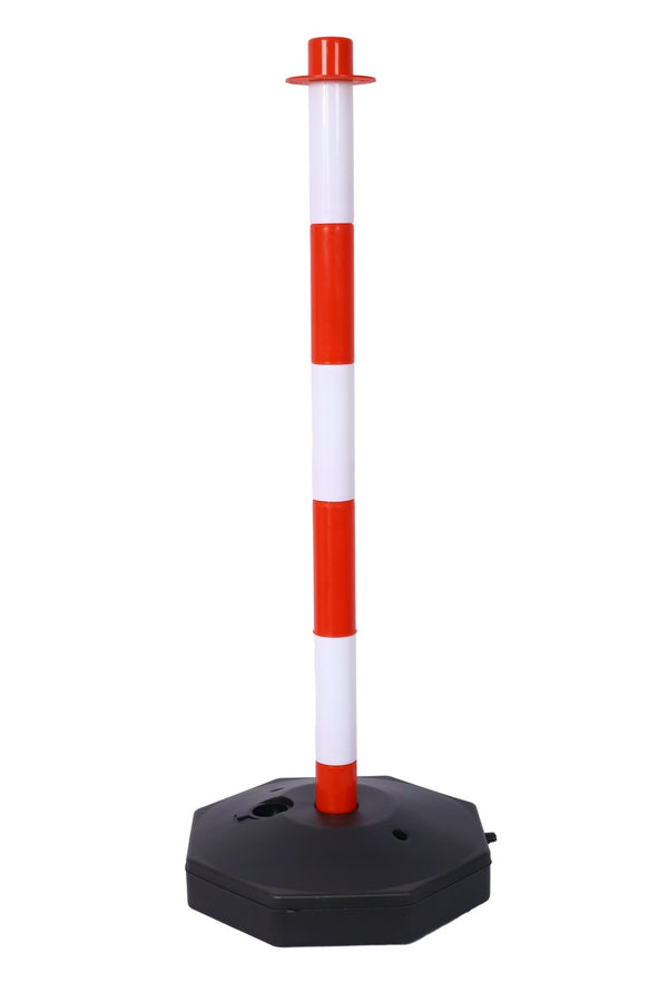 English Elm 12 Pack Delineator Posts Fillable Base Crowd Control Safety Barrier with 5ft Chain White+Red W465P194164