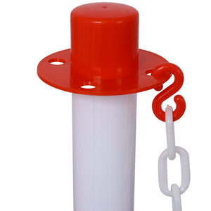 English Elm 12 Pack Delineator Posts Fillable Base Crowd Control Safety Barrier with 5ft Chain White+Red W465P194164