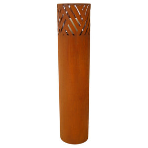English Elm Lantern Column Set of 2 Oriental Cut-out Metal Pillar Candle Holders for Garden Entryway Rust W465P194209