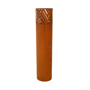 English Elm Lantern Column Set of 2 Oriental Cut-out Metal Pillar Candle Holders for Garden Entryway Rust W465P194209