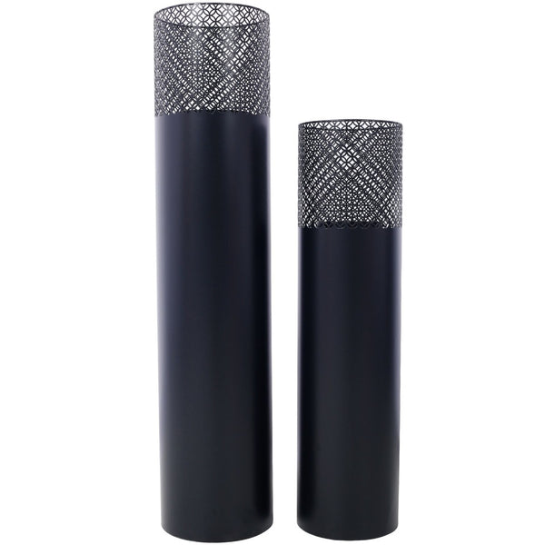 English Elm Lantern Column Pair Metal Cut-out Candle Pillars for Garden Patio Indoor Decor W465P194213