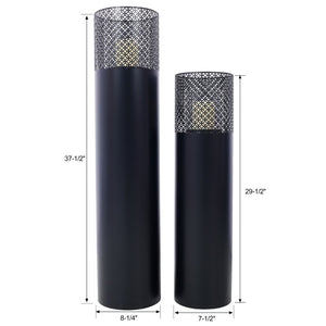 English Elm Lantern Column Pair Metal Cut-out Candle Pillars for Garden Patio Indoor Decor W465P194213