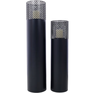 English Elm Lantern Column Pair Metal Cut-out Candle Pillars for Garden Patio Indoor Decor W465P194213