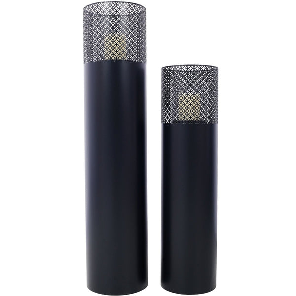 English Elm Lantern Column Pair Metal Cut-out Candle Pillars for Garden Patio Indoor Decor W465P194213