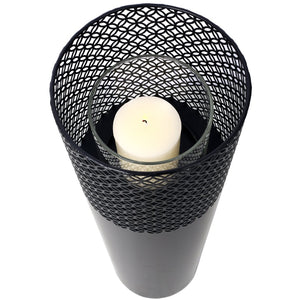English Elm Lantern Column Pair Metal Cut-out Candle Pillars for Garden Patio Indoor Decor W465P194213
