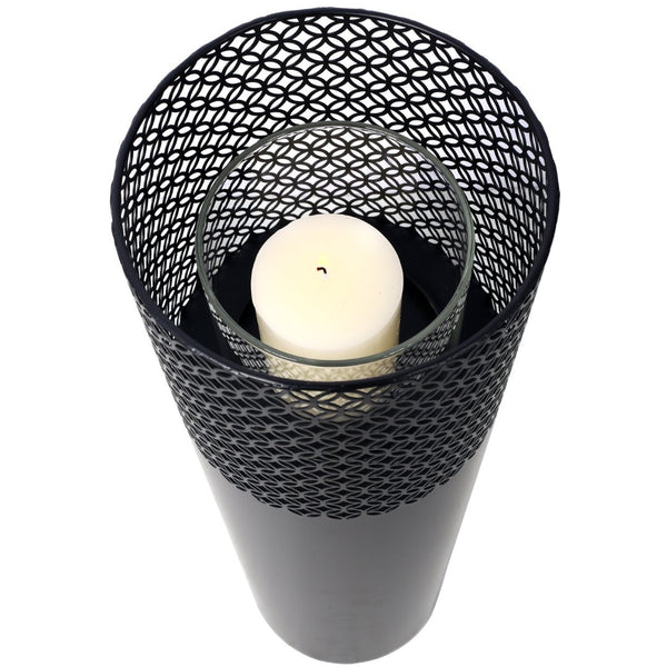 English Elm Lantern Column Pair Metal Cut-out Candle Pillars for Garden Patio Indoor Decor W465P194213