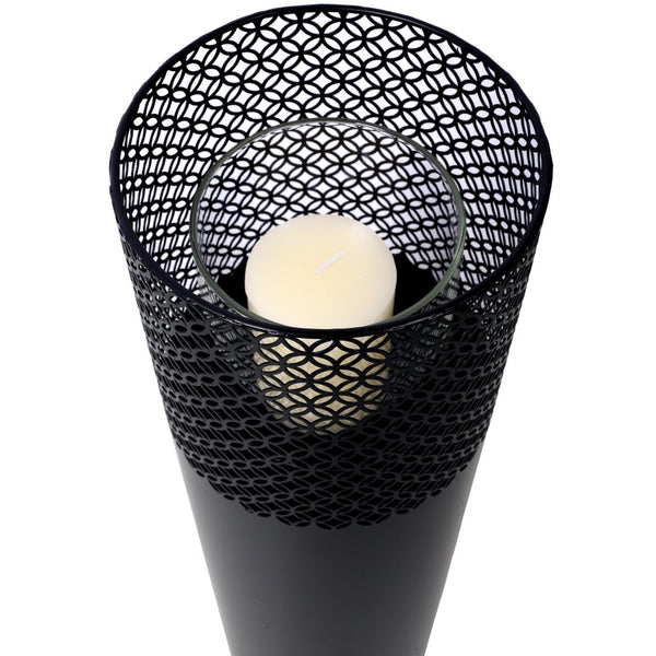 English Elm Lantern Column Pair Metal Cut-out Candle Pillars for Garden Patio Indoor Decor W465P194213