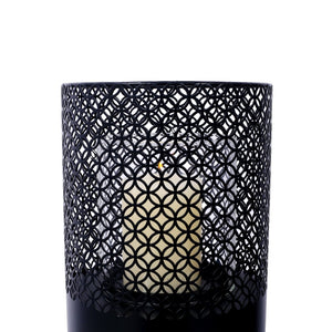 English Elm Lantern Column Pair Metal Cut-out Candle Pillars for Garden Patio Indoor Decor W465P194213