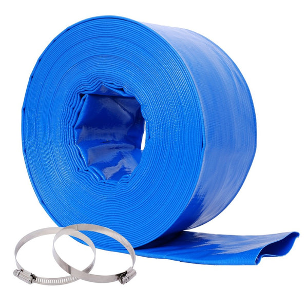 English Elm 3"x100ft Pool Backwash Hose Heavy Duty Pvc Lay Flat Discharge with 2 Clamps W465P203278