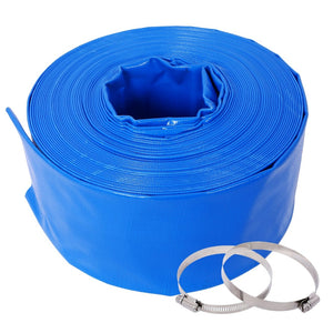 English Elm 3"x100ft Pool Backwash Hose Heavy Duty Pvc Lay Flat Discharge with 2 Clamps W465P203278