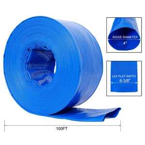 English Elm 4"x100ft Pool Backwash Hose Heavy Duty Pvc Reinforced Lay Flat Discharge with Clamps W465P203281